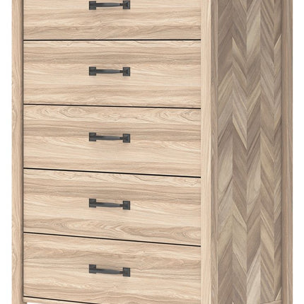 Battelle - Tan - Five Drawer Chest Signature Design by Ashley® 