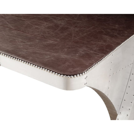 Brancaster - Desk - Retro Brown Top Grain Leather & Aluminum ACME 