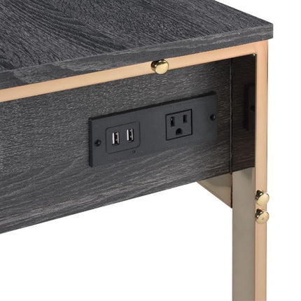 Perle - Writing Desk - Champagne Gold & Black Finish ACME 