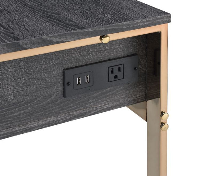 Perle - Writing Desk - Champagne Gold & Black Finish ACME 