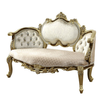 Desiderius - Bench - Beige , Antique Gold & Hand Paint Brown ACME 