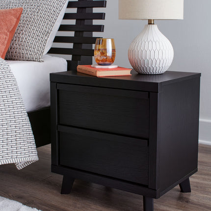 Danziar - Black - Two Drawer Night Stand Signature Design by Ashley® 