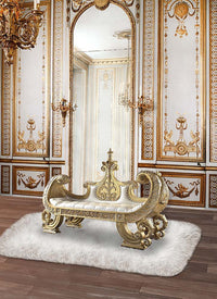 Bernadette - Bench - White PU & Gold Finish ACME 