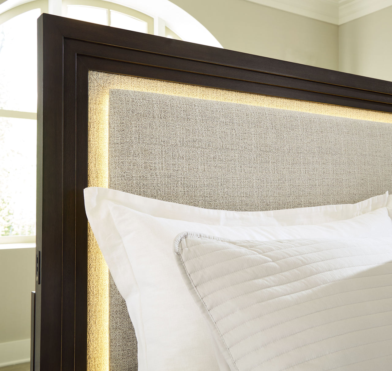 Neymorton - Dark Grayish Brown - King Upholstered Panel Bed - Tony's Home Furnishings