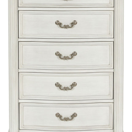 Montelaine - Antique White - Five Drawer Chest Benchcraft® 