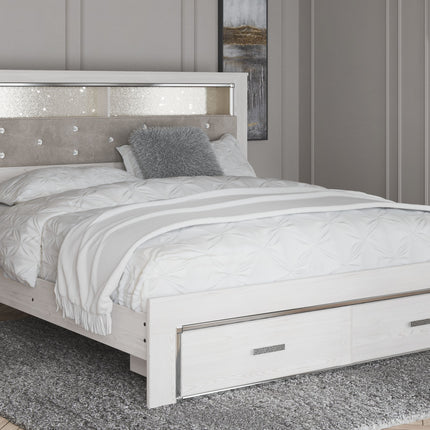 Altyra - White - King Upholstered Bookcase Bed With Storage Signature Design by Ashley® 