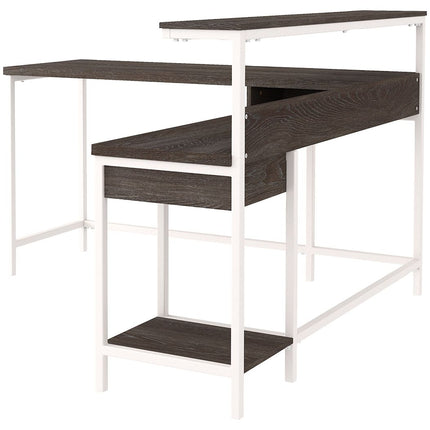 Dorrinson - White / Black / Gray - L-desk With Storage Ashley Furniture 