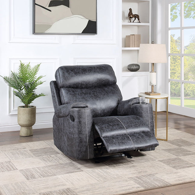 Hirah - Motion Glider Recliner - Dark Gray Polish Microfiber ACME 