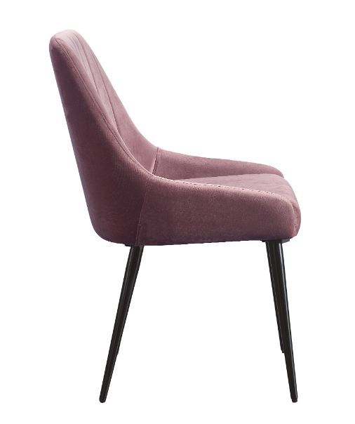 Caspian - Side Chair (Set of 2) - Pink Fabric & Black Finish ACME 