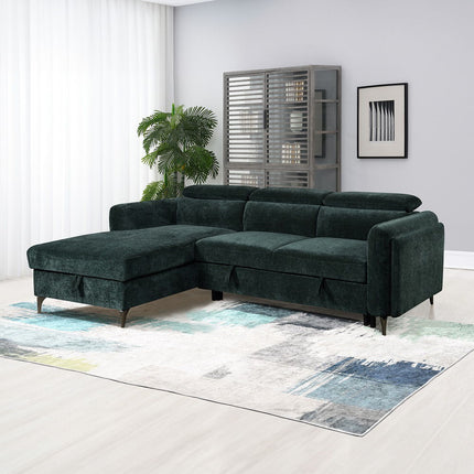 Zadok - Sectional Sofa With Sleeper & Storage - Green - Tony's Home Furnishings