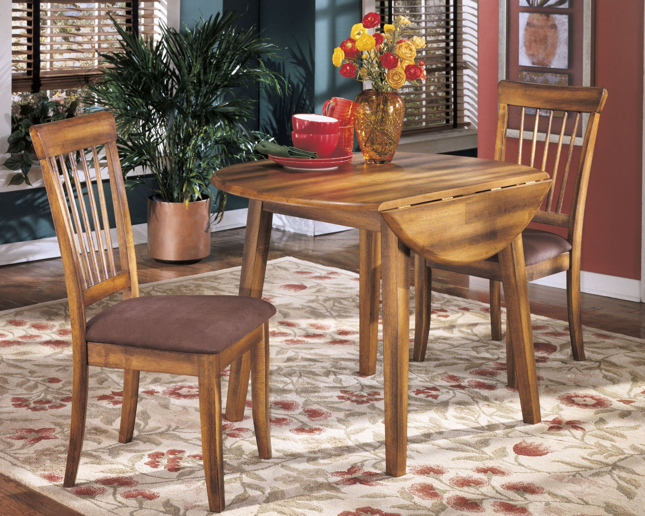 Berringer - Rustic Brown - Round Drm Drop Leaf Table - Tony's Home Furnishings