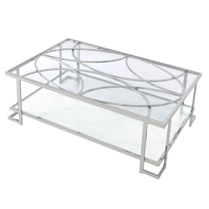 Kalan - Coffee Table - Glass & Silver ACME 