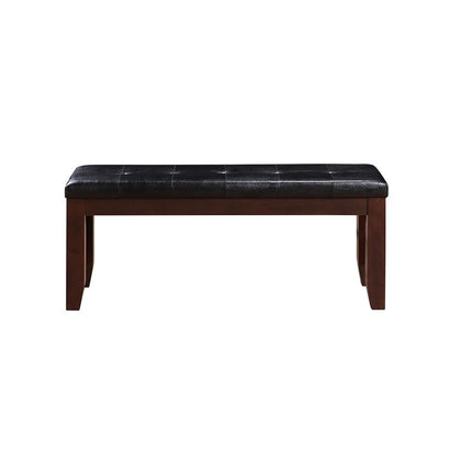 Urbana - Bench - Black Synthetic Leather & Cherry Finish ACME 