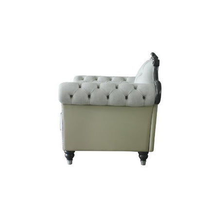 House - Delphine - Chair - Two Tone Ivory Fabric, Beige PU & Charcoal Finish ACME 