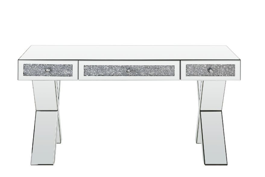 Noralie - Writing Desk - Clear Glass, Mirrored & Faux Diamonds - 32" - Tony's Home Furnishings