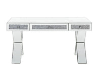 Noralie - Writing Desk - Clear Glass, Mirrored & Faux Diamonds - 32