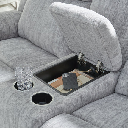 Buntington - Pewter - Dbl Reclining Loveseat With Console Benchcraft® 