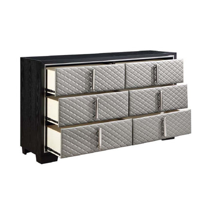 Nicola - Dresser - Silver PU & Black Finish ACME 