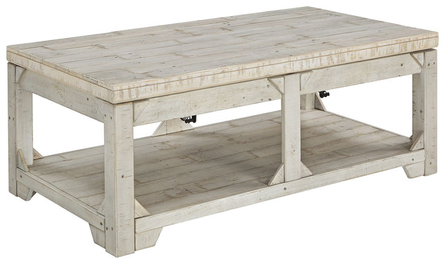 Fregine - Whitewash - Lift Top Cocktail Table Ashley Furniture 