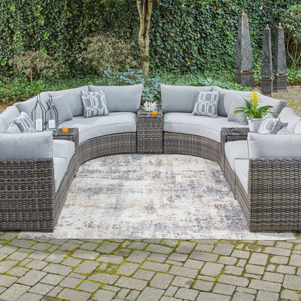 Harbor Court - Gray - 9-Piece Outdoor Sectional Signature Design by Ashley® 