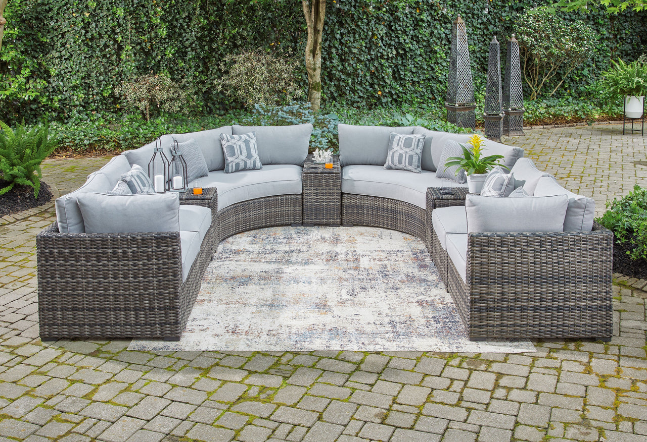Harbor Court - Gray - 9-Piece Outdoor Sectional - Tony's Home Furnishings