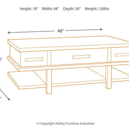 Stanah - Brown / Beige - Lift Top Cocktail Table Ashley Furniture 