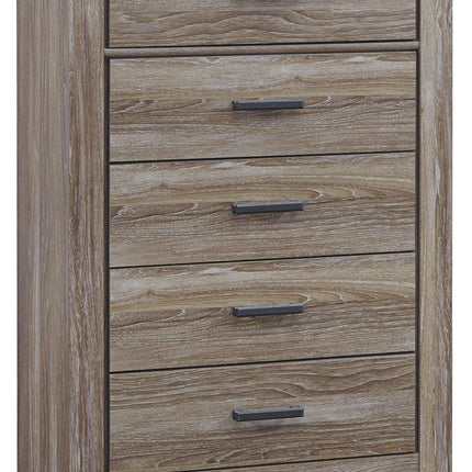 Zelen - Warm Gray - Five Drawer Chest Ashley Furniture 