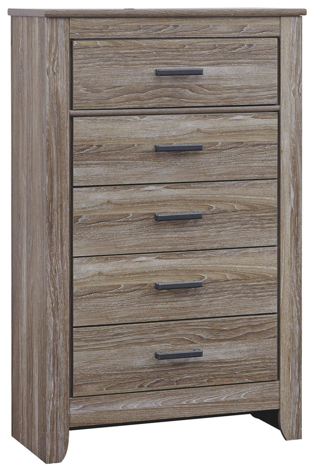 Zelen - Warm Gray - Five Drawer Chest Ashley Furniture 