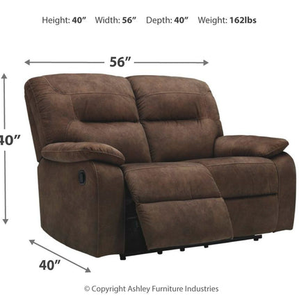 Bolzano - Coffee - Reclining Loveseat Ashley Furniture 