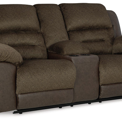 Dorman - Chocolate - Dbl Reclining Loveseat With Console - Tony's Home Furnishings