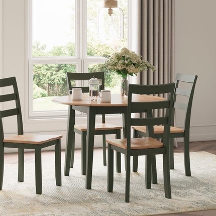 Gesthaven - Round Dining Room Drop Leaf Table Set Signature Design by Ashley® 