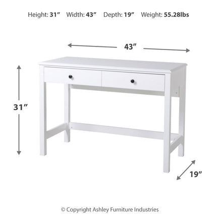 Othello - White - Home Office Small Desk Ashley Furniture 