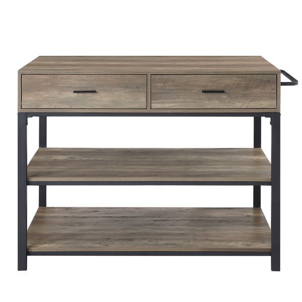 Macaria - Kitchen Island - Rustic Oak & Black Finish - 36" ACME 