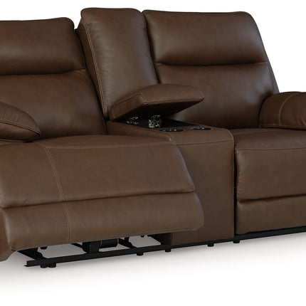 Vonryan - Tobacco - Power Reclining Loveseat With Console / Adj Headrest Signature Design by Ashley® 