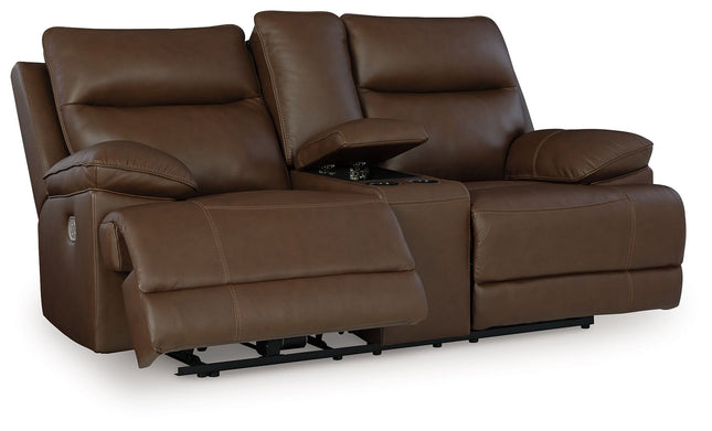 Vonryan - Tobacco - Power Reclining Loveseat With Console / Adj Headrest Signature Design by Ashley® 