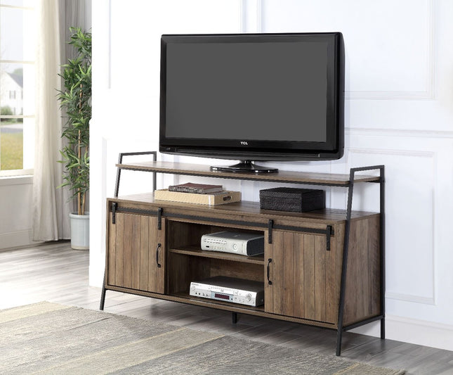 Rashawn TV Stand - Rustic Oak & Black Finish ACME 