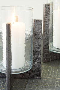 Thumbnail for Garekton - Clear / Pewter Finish - Candle Holder Set (Set of 2) - Tony's Home Furnishings