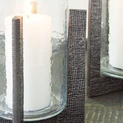 Garekton - Clear / Pewter Finish - Candle Holder Set (Set of 2) Signature Design by Ashley® 