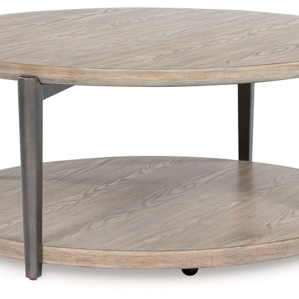 Dyonton - Light Grayish Brown - Round Cocktail Table Signature Design by Ashley® 