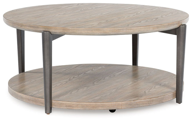 Dyonton - Light Grayish Brown - Round Cocktail Table Signature Design by Ashley® 