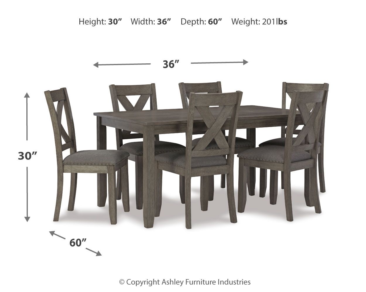 Caitbrook - Gray - Rect Drm Table Set (Set of 7) - Tony's Home Furnishings