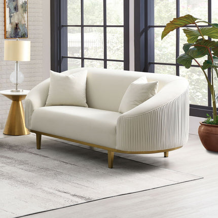 Martina - Loveseat With 2 Pillows - Ivory Velvet ACME 