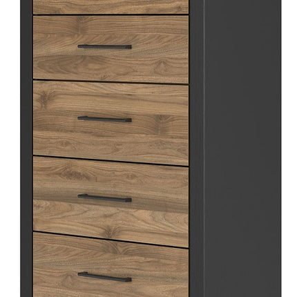 Vertani - Black / Honey Brown - Five Drawer Chest Signature Design by Ashley® 