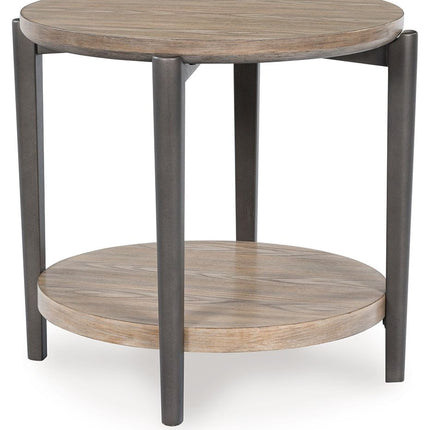 Dyonton - Light Grayish Brown - Round End Table Signature Design by Ashley® 