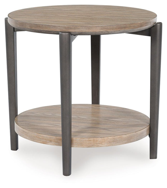 Dyonton - Light Grayish Brown - Round End Table Signature Design by Ashley® 