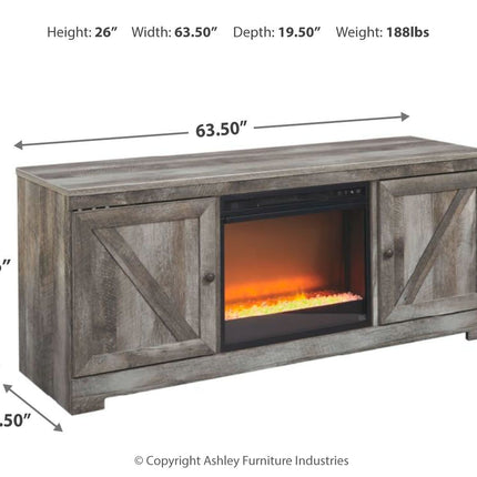 Wynnlow - Gray - Entertainment Center - TV Stand With Glass/Stone Fireplace Insert Signature Design by Ashley® 