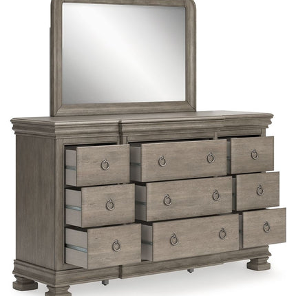 Lexorne - Gray - Dresser And Mirror Signature Design by Ashley® 