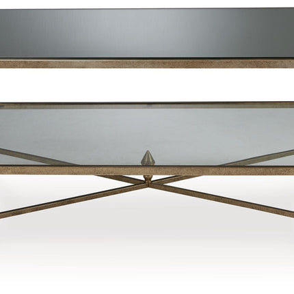 Cloverty - Aged Gold Finish - Rectangular Cocktail Table Signature Design by Ashley® 