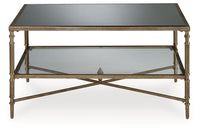 Cloverty - Aged Gold Finish - Rectangular Cocktail Table Signature Design by Ashley® 
