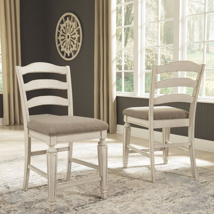 Realyn - Chipped White - Upholstered Barstool (Set of 2) Ashley Furniture 